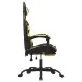 Silla gaming giratoria reposapiés cuero sintético negro dorado de , Sillones para videojuegos - Ref: Foro24-349557, Precio: 1...