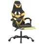 Silla gaming giratoria reposapiés cuero sintético negro dorado de , Sillones para videojuegos - Ref: Foro24-349557, Precio: 1...