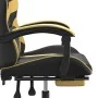 Silla gaming giratoria reposapiés cuero sintético negro dorado de , Sillones para videojuegos - Ref: Foro24-349557, Precio: 1...