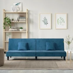 Sofá cama de terciopelo azul de , Sofás - Ref: Foro24-351906, Precio: 245,63 €, Descuento: %