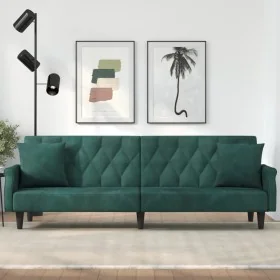 Sofá cama con reposabrazos terciopelo verde oscuro de , Sofás - Ref: Foro24-351946, Precio: 319,61 €, Descuento: %