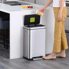 EKO Cubo de basura con pedal X-Cube 30 L plateado mate by , Waste containers - Ref: Foro24-439997, Price: 138,27 €, Discount: %