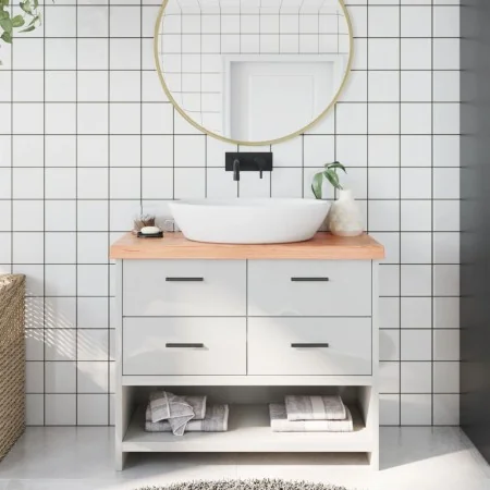 Encimera baño madera maciza tratada marrón claro 100x30x(2-6)cm by , Countertops - Ref: Foro24-3156127, Price: 62,19 €, Disco...