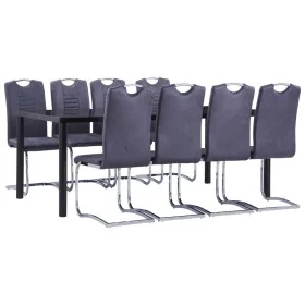 Juego de comedor 9 piezas piel de ante artificial gris de , muebles para cocinas y comedores - Ref: Foro24-3053176, Precio: 7...
