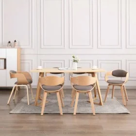 Sillas de comedor 6 unidades madera curvada y tela gris taupe de , Sillas de comedor - Ref: Foro24-3054823, Precio: 817,65 €,...