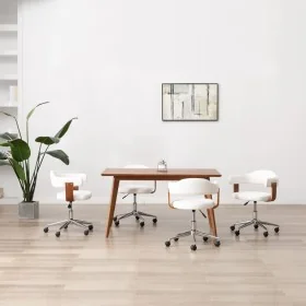 Sillas de comedor giratorias 4 uds madera curvada cuero blanco de , Sillas de comedor - Ref: Foro24-3054894, Precio: 533,97 €...
