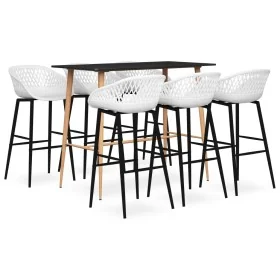 Mesa alta y taburetes de bar 7 piezas negro y blanco de , muebles para cocinas y comedores - Ref: Foro24-3057474, Precio: 470...