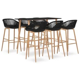 Mesa alta y taburetes de bar 7 piezas negro de , muebles para cocinas y comedores - Ref: Foro24-3057476, Precio: 582,65 €, De...