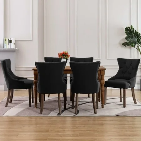 Sillas de comedor 6 unidades tela negras de , Sillas de comedor - Ref: Foro24-3058304, Precio: 977,53 €, Descuento: %
