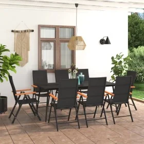 Juego de comedor para jardín 9 piezas negro y marrón by , Garden sets - Ref: Foro24-3060093, Price: 663,31 €, Discount: %