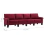 Sofá de 4 plazas de tela color vino tinto de , Sofás - Ref: Foro24-287178, Precio: 456,91 €, Descuento: %