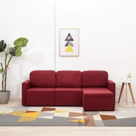 Sofá cama modular de 3 plazas tela color vino tinto de , Sofás - Ref: Foro24-288790, Precio: 453,74 €, Descuento: %