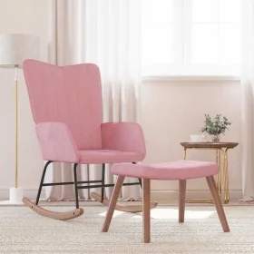Silla mecedora con reposapiés terciopelo rosa by , Rocking chairs - Ref: Foro24-327758, Price: 159,72 €, Discount: %