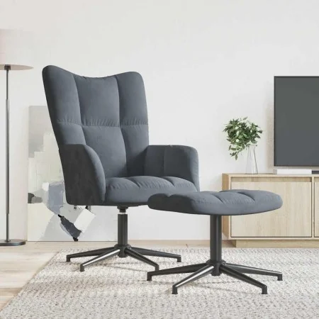 Sillón de relax con taburete terciopelo gris oscuro de , Sillones - Ref: Foro24-328107, Precio: 145,07 €, Descuento: %