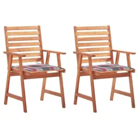 Sillas comedor de jardín 2 uds madera maciza acacia y cojines de , Sillas de jardín - Ref: Foro24-3064333, Precio: 157,07 €, ...
