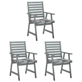 Sillas comedor de jardín 3 uds madera maciza acacia y cojines de , Sillas de jardín - Ref: Foro24-3064442, Precio: 292,46 €, ...