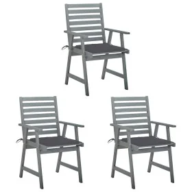Sillas comedor de jardín 3 uds madera maciza acacia y cojines by , Garden chairs - Ref: Foro24-3064428, Price: 289,88 €, Disc...