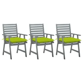 Sillas comedor de jardín 3 uds madera maciza acacia y cojines de , Sillas de jardín - Ref: Foro24-3064454, Precio: 288,75 €, ...