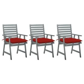 Sillas comedor de jardín 3 uds madera maciza acacia y cojines de , Sillas de jardín - Ref: Foro24-3064449, Precio: 288,75 €, ...