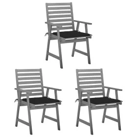 Sillas comedor de jardín 3 uds madera maciza acacia y cojines de , Sillas de jardín - Ref: Foro24-3064435, Precio: 290,04 €, ...
