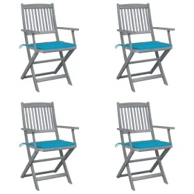 Sillas de jardín plegables 4 uds cojines madera maciza acacia de , Sillas de jardín - Ref: Foro24-3064513, Precio: 183,22 €, ...