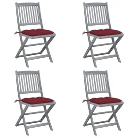 Sillas de jardín plegables 4 uds cojines madera maciza acacia de , Sillas de jardín - Ref: Foro24-3064587, Precio: 206,64 €, ...