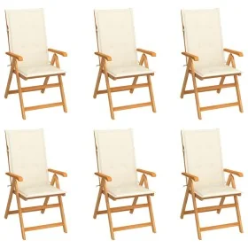 Sillas de jardín 6 uds madera maciza de teca cojines crema de , Sillas de jardín - Ref: Foro24-3065562, Precio: 768,92 €, Des...