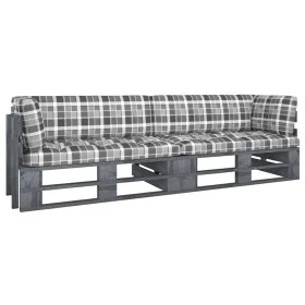 Sofá de palets 2 plazas cojines gris madera de pino impregnada de , Conjuntos de jardín - Ref: Foro24-3066638, Precio: 260,23...