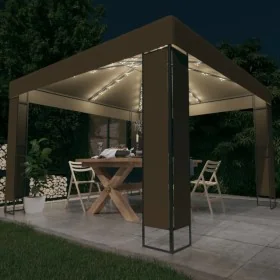 Cenador doble techo y tira luz LED gris taupe 3x3x2,7m 180 g/m² de , Carpas y cenadores - Ref: Foro24-3070303, Precio: 266,76...