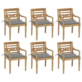 Sillas Batavia 6 unidades madera maciza de teca con cojines de , Sillas de jardín - Ref: Foro24-3073323, Precio: 725,18 €, De...