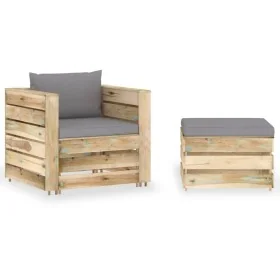 Muebles de jardín 2 piezas con cojines madera impregnada verde de , Conjuntos de jardín - Ref: Foro24-3074532, Precio: 180,73...