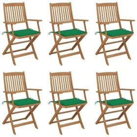 Sillas de jardín plegables 6 uds y cojines madera maciza acacia by , Garden chairs - Ref: Foro24-3074945, Price: 331,70 €, Di...