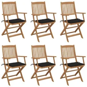 Sillas de jardín plegables 6 uds y cojines madera maciza acacia de , Sillas de jardín - Ref: Foro24-3074947, Precio: 347,40 €...