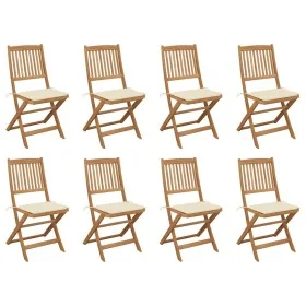 Sillas de jardín plegables 8 uds y cojines madera maciza acacia de , Sillas de jardín - Ref: Foro24-3075115, Precio: 410,49 €...