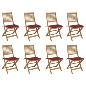 Sillas de jardín plegables 8 uds y cojines madera maciza acacia de , Sillas de jardín - Ref: Foro24-3075122, Precio: 419,28 €...