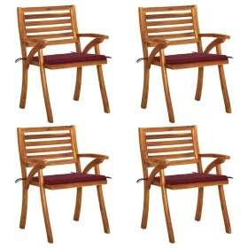 Sillas de jardín con cojines 4 unidades madera maciza de acacia de , Sillas de jardín - Ref: Foro24-3075183, Precio: 380,74 €...