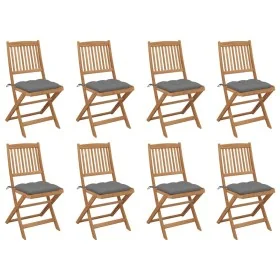 Sillas de jardín plegables 8 uds y cojines madera maciza acacia de , Sillas de jardín - Ref: Foro24-3075129, Precio: 400,21 €...