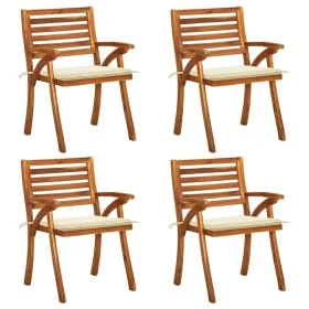 Sillas de jardín con cojines 4 unidades madera maciza de acacia de , Sillas de jardín - Ref: Foro24-3075176, Precio: 381,66 €...