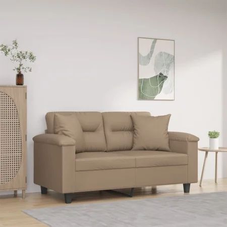 Sofá de 2 plazas con cojines cuero sintético capuchino 120 cm de , Sofás - Ref: Foro24-3200987, Precio: 244,25 €, Descuento: %