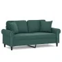 Sofá de 2 plazas con cojines terciopelo verde oscuro 140 cm by , Sofas - Ref: Foro24-3200947, Price: 285,75 €, Discount: %
