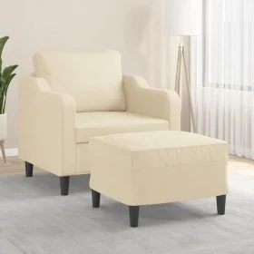 Sillón con taburete tela crema 60 cm de , Sofás - Ref: Foro24-3201129, Precio: 213,40 €, Descuento: %