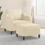 Sillón con taburete tela crema 60 cm by , Sofas - Ref: Foro24-3201129, Price: 213,40 €, Discount: %