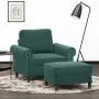 Sillón con taburete terciopelo verde oscuro 60 cm by , Sofas - Ref: Foro24-3201207, Price: 212,73 €, Discount: %