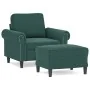 Sillón con taburete terciopelo verde oscuro 60 cm by , Sofas - Ref: Foro24-3201207, Price: 212,73 €, Discount: %