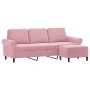 Sofá de 3 plazas con taburete de terciopelo rosa180 cm de , Sofás - Ref: Foro24-3201218, Precio: 373,16 €, Descuento: %