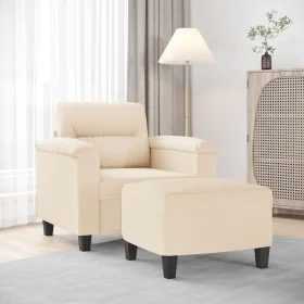 Sillón con taburete tela de microfibra beige 60 cm de , Sofás - Ref: Foro24-3201230, Precio: 207,72 €, Descuento: %