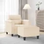 Sillón con taburete tela de microfibra beige 60 cm de , Sofás - Ref: Foro24-3201230, Precio: 207,72 €, Descuento: %