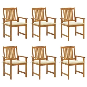 Sillas de jardín y cojines 6 unidades madera maciza de acacia de , Sillas de jardín - Ref: Foro24-3078153, Precio: 455,31 €, ...