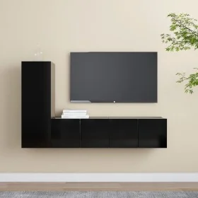Set de muebles de salón TV 3 pzas madera de ingeniería negro de , Muebles TV - Ref: Foro24-3078778, Precio: 118,51 €, Descuen...