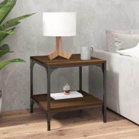 Mesa auxiliar de madera contrachapada marrón roble 40x40x40 cm de , Mesas de centro - Ref: Foro24-819385, Precio: 27,09 €, De...